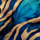 Spectacular pattern of teal and gold fur like liquid digital art 3D illustration